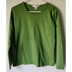 Jillian Nicole Womens Green Pullover Long‎ Sleeve Round Neck Top Size Large